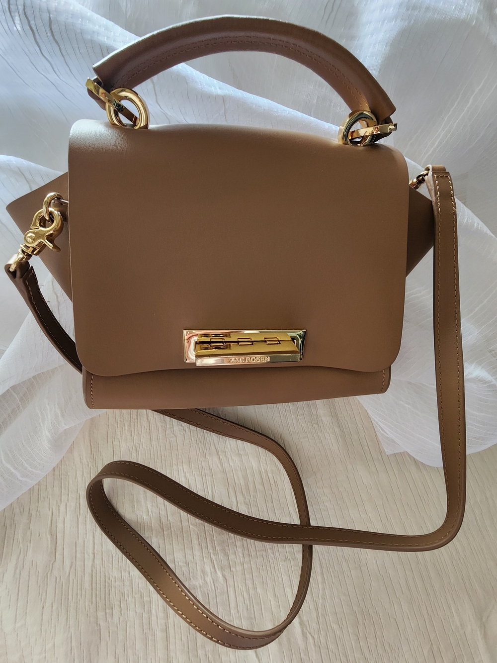 Zac Posen Tan Leather Top-Handle Crossbody